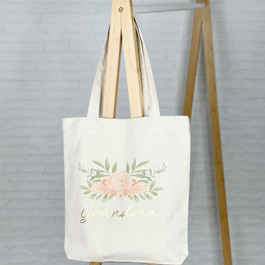 Floral Champagne Personalised Tote Bag - Lovetree Design