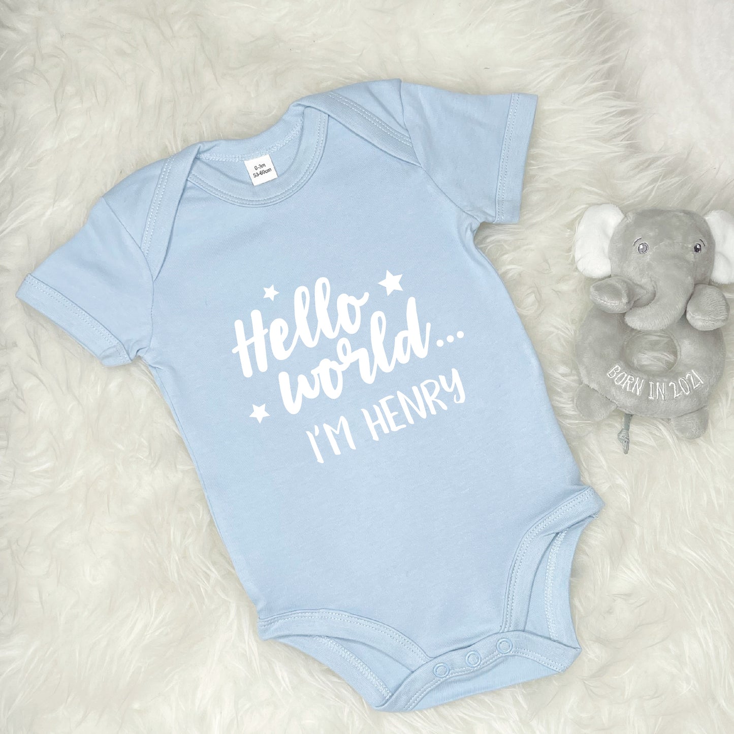 Hello World.. Personalised New Baby Babygrow - Lovetree Design