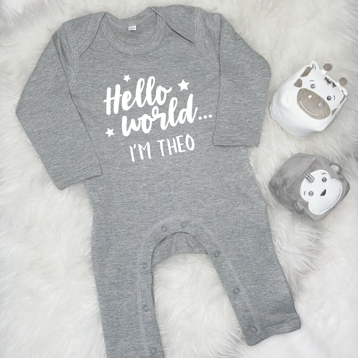 Hello World.. Personalised New Baby Babygrow - Lovetree Design