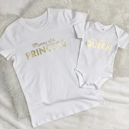 Mummy Of A Princess Daughter Of A Queen T Shirt Set - Lovetree Design