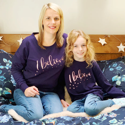 I Believe With Stars Mum And Child Christmas Jumper Set - Lovetree Design