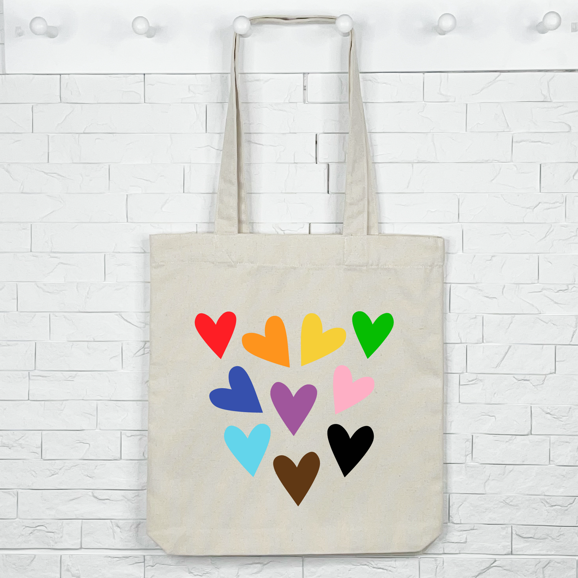 LGBT tote bag with hearts