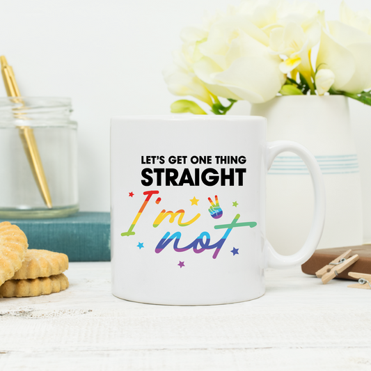 I am not straight white mug