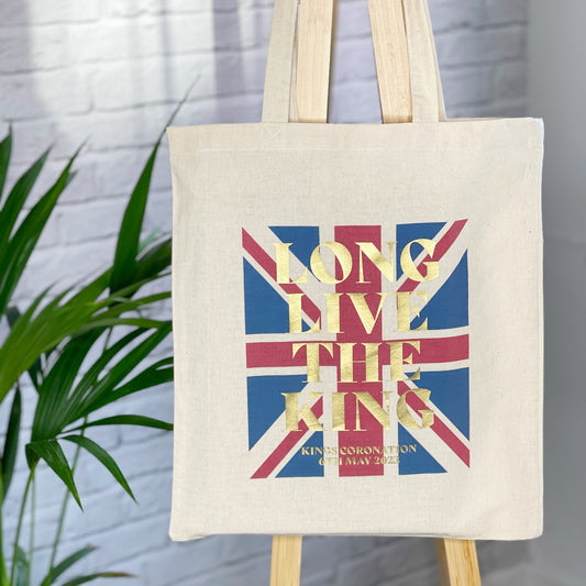 Long The Live The King Union Jack Coronation Tote Bag