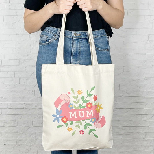 Mum Scroll Tote Bag With Flowers - Lovetree Design