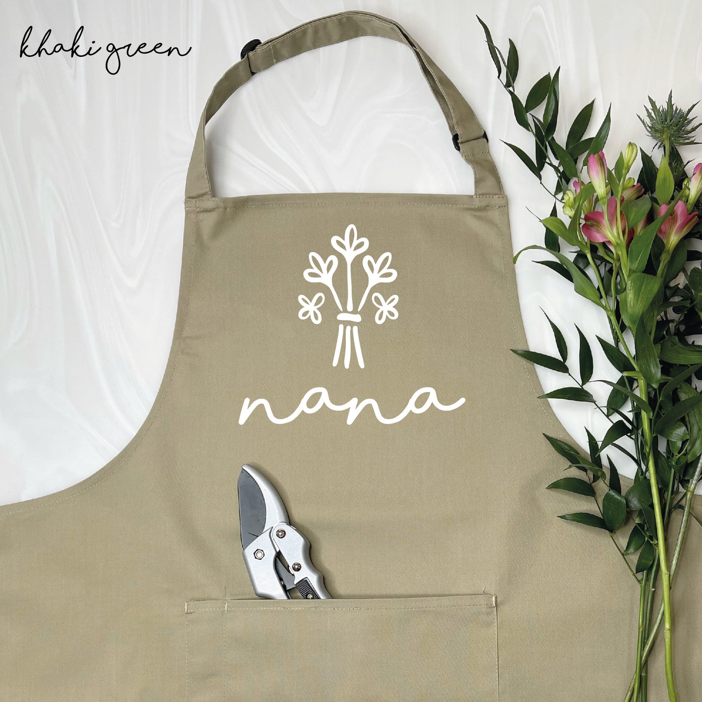 Personalised Apron For Grandma Flowers Bouquet - Lovetree Design