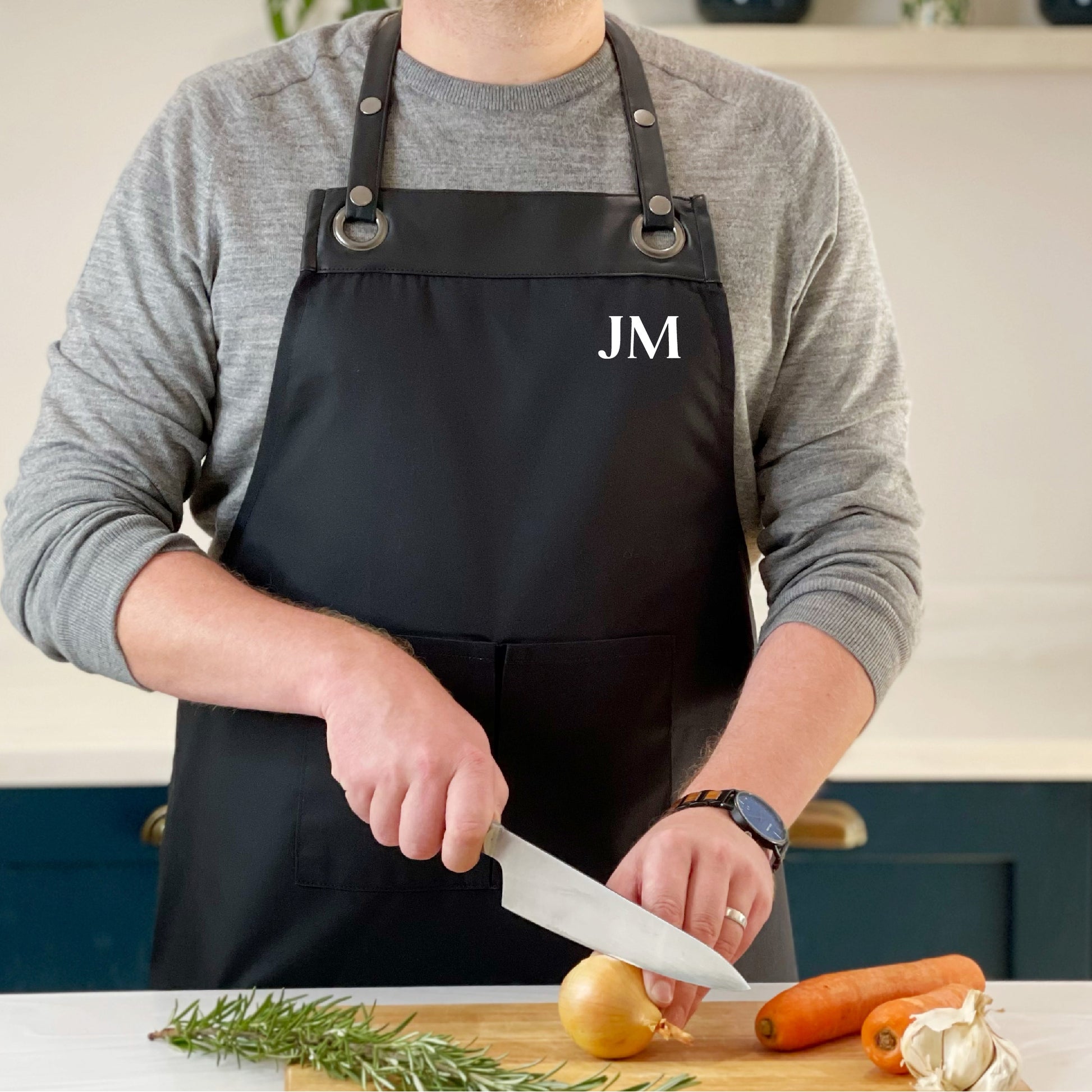 Personalised Artisan Apron With Faux Leather Detail - Lovetree Design