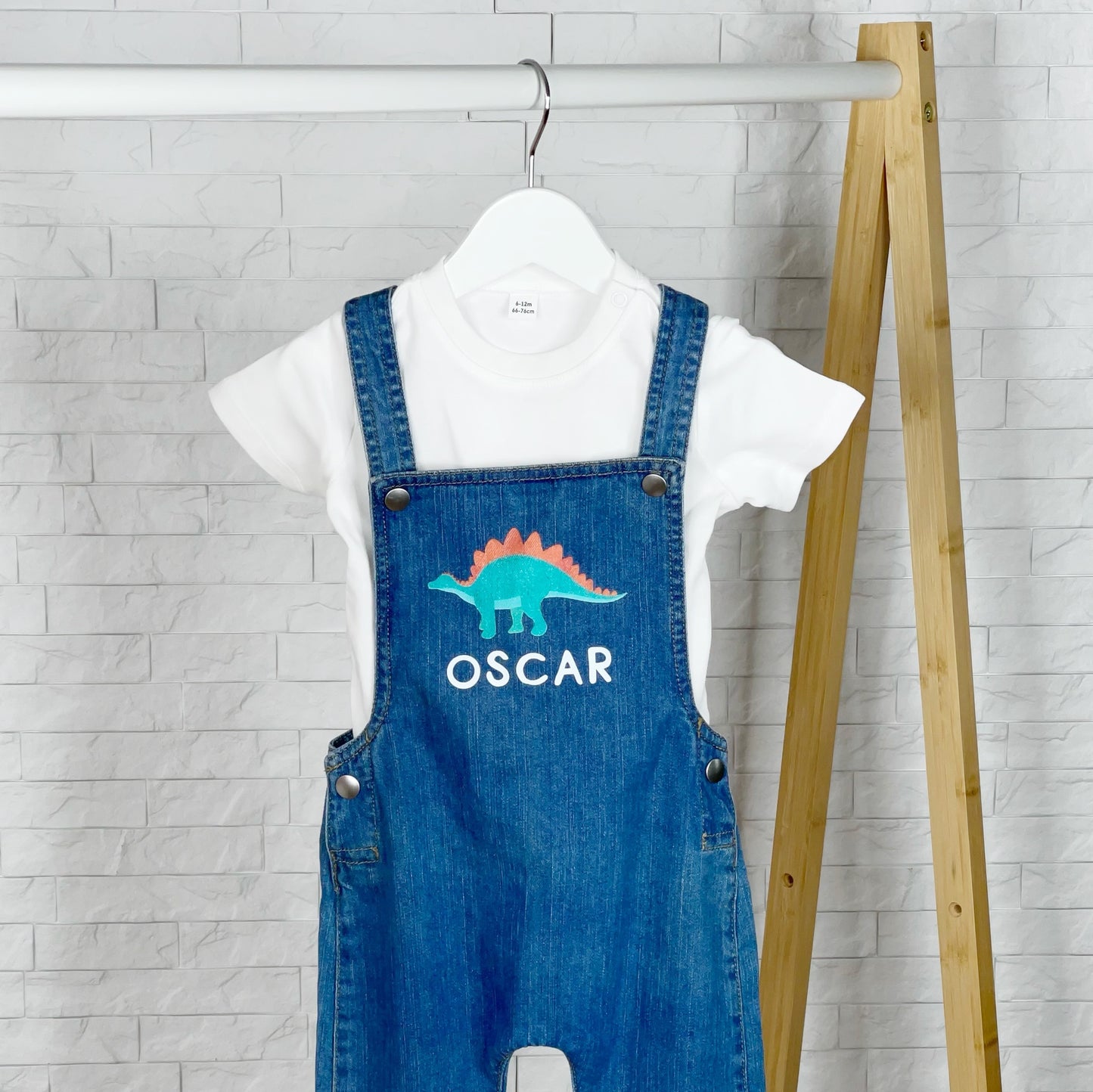 Dinosaur Personalised Baby/Kids Denim Dungarees - Lovetree Design