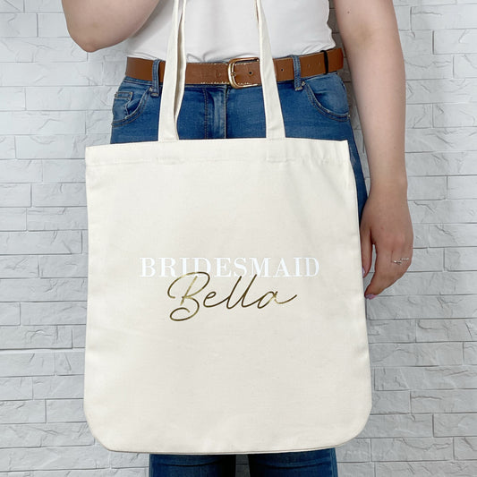 Bridesmaid Personalised Wedding Tote Bag - Lovetree Design