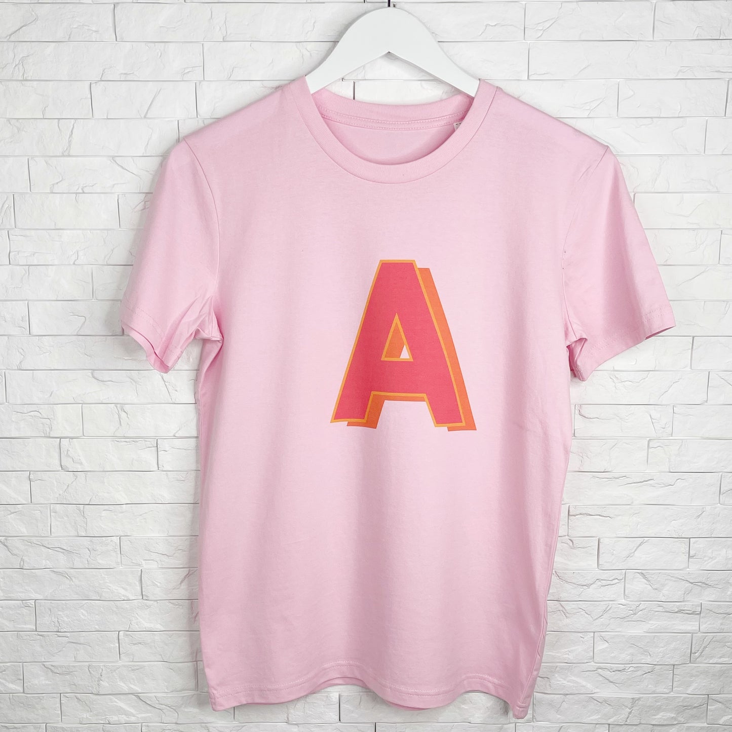 Personalised Retro Initial T Shirt Pink - Lovetree Design