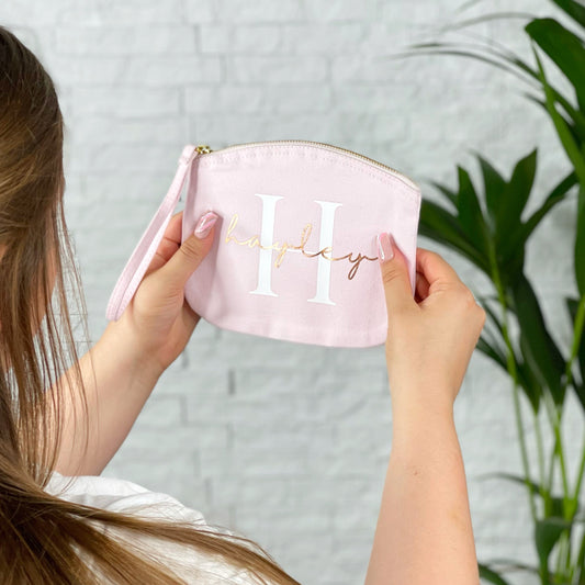 Pink And Rose Gold Personalised Make Up Bag - Lovetree Design