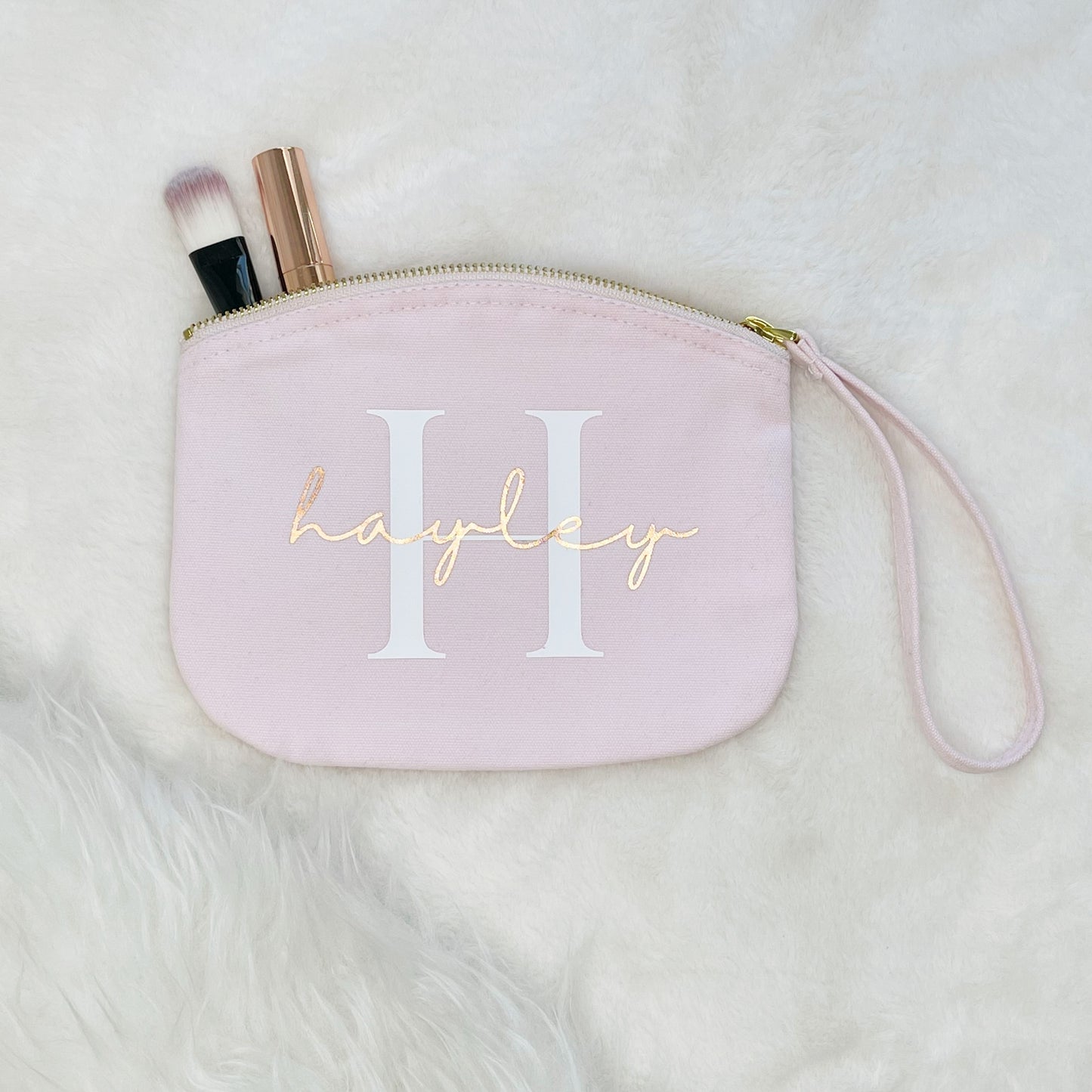 Pink And Rose Gold Personalised Make Up Bag - Lovetree Design