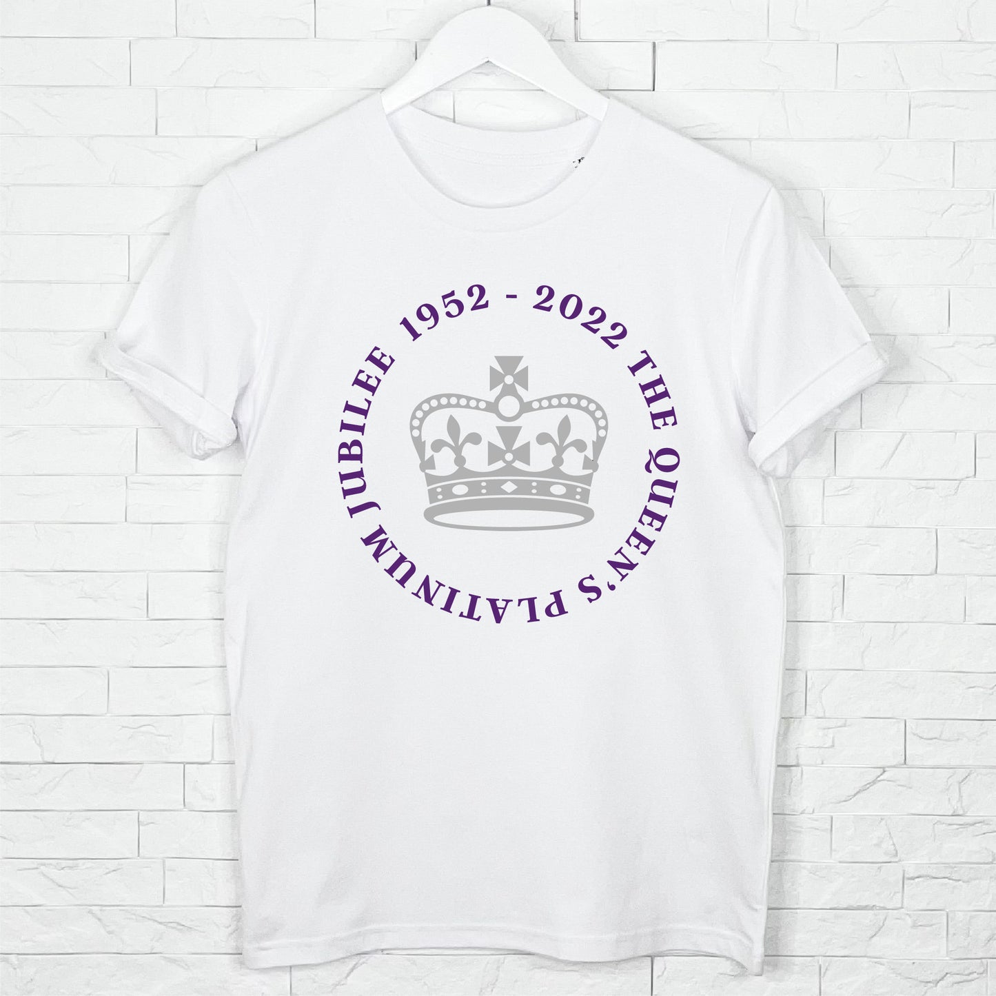 Queen's Platinum Jubilee Silver Crown Adult T Shirt - Lovetree Design