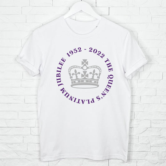 Queen's Platinum Jubilee Silver Crown Adult T Shirt - Lovetree Design