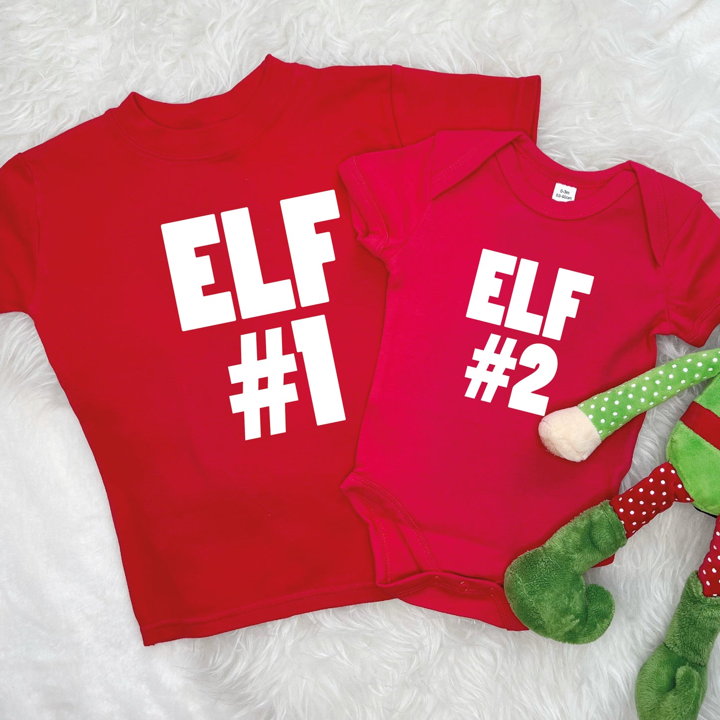 Two Little Elves Matching Kids T Shirt And Babygrow - Lovetree Design