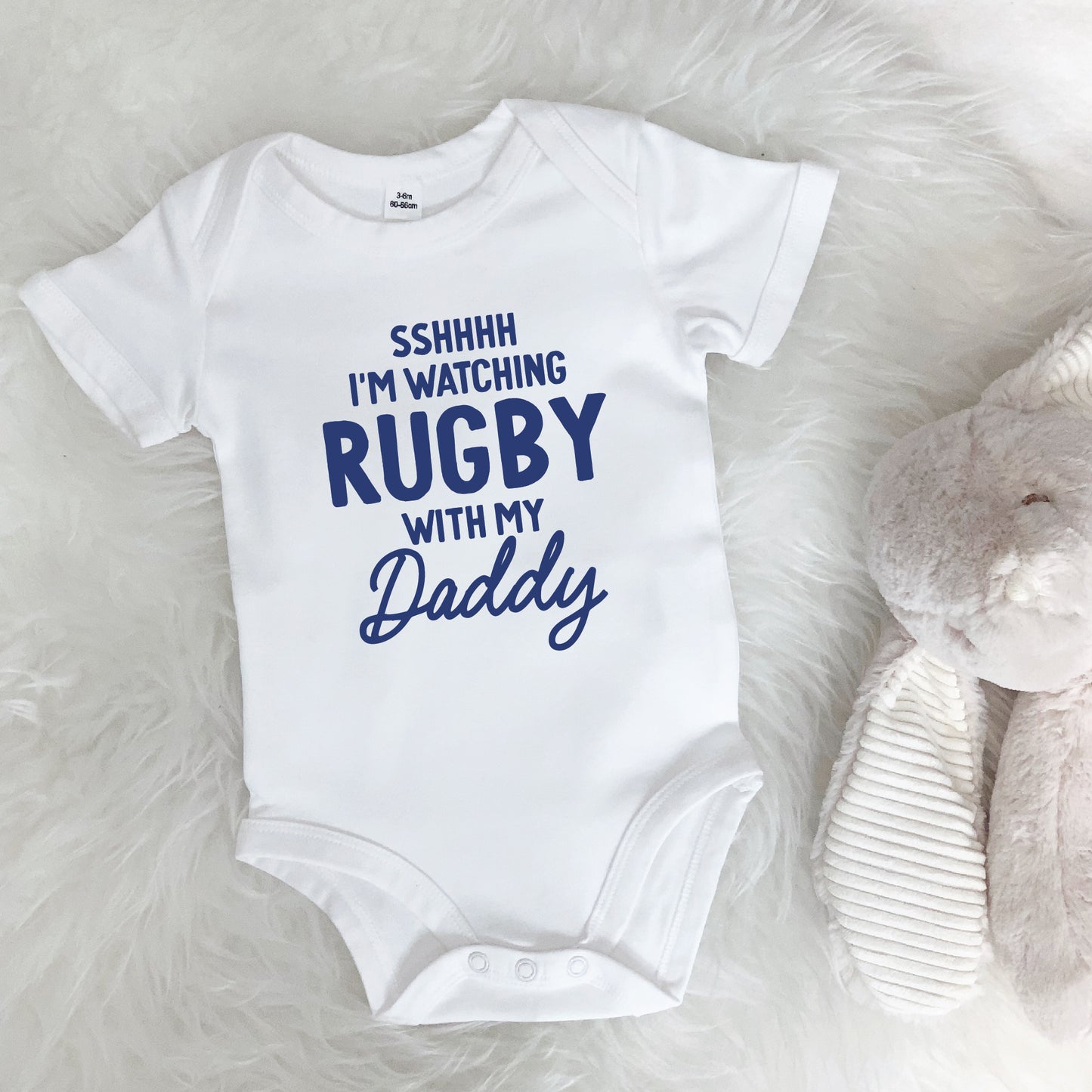 Watching Rugby With Daddy Personalised Sports Babygrow