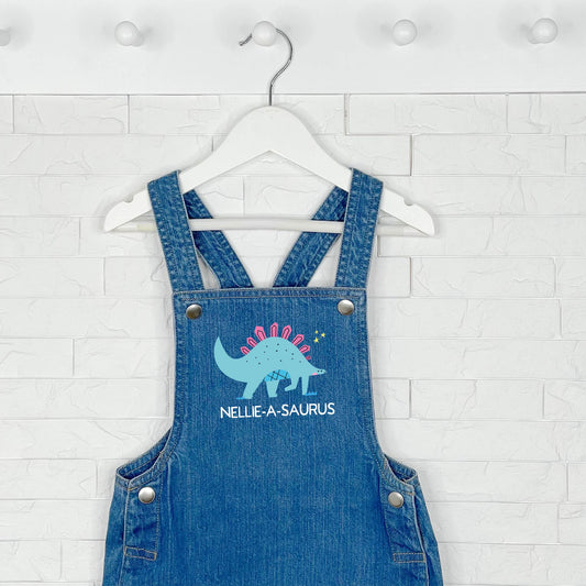 Girls Dinosaur Personalised Baby/Toddler Dungarees