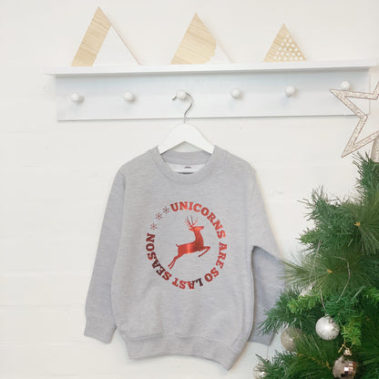 Unicorns Are So Last Season Kids Christmas Jumper - Lovetree Design