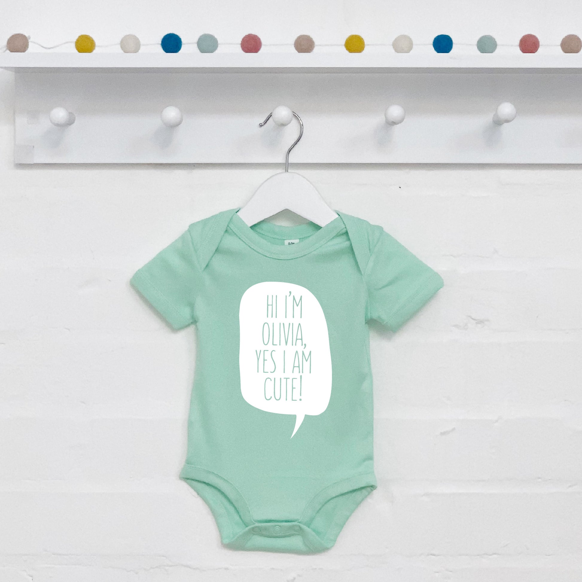 Personalised 'Hi I'm…Yes I'm Cute' Babygrow - Lovetree Design