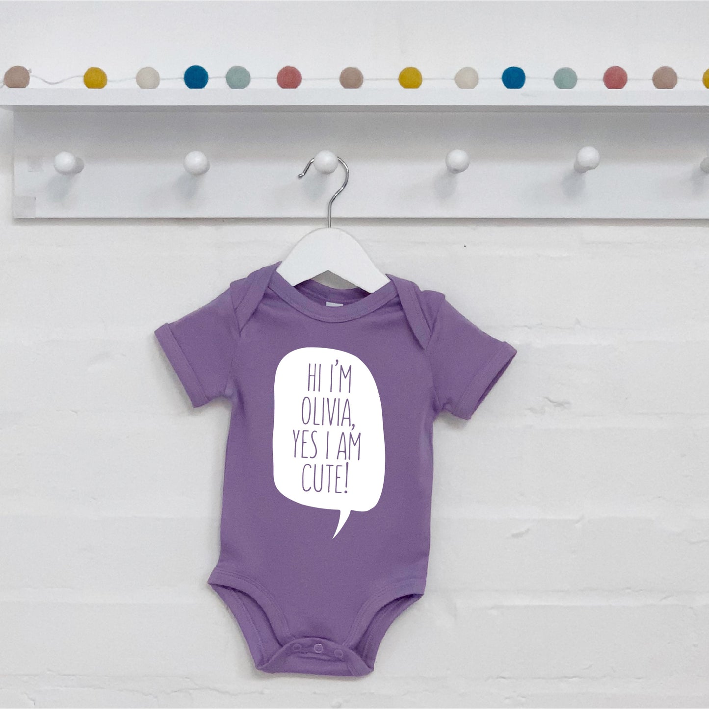 Personalised 'Hi I'm…Yes I'm Cute' Babygrow - Lovetree Design