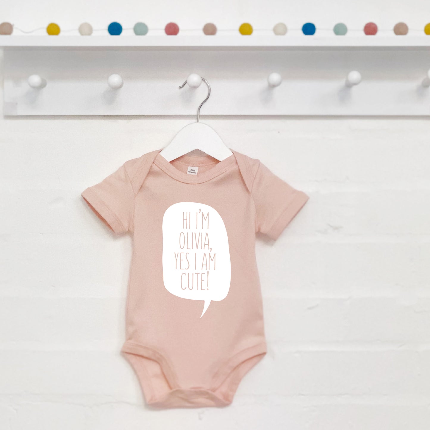 Personalised 'Hi I'm…Yes I'm Cute' Babygrow - Lovetree Design