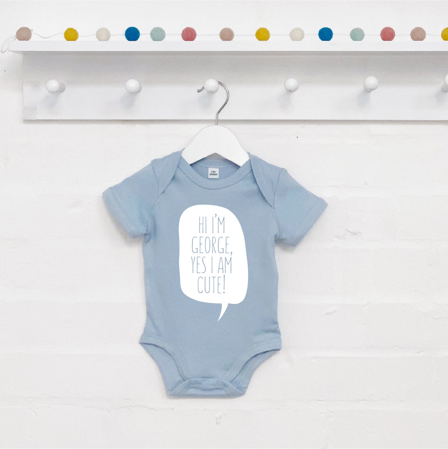 Personalised 'Hi I'm…Yes I'm Cute' Babygrow - Lovetree Design