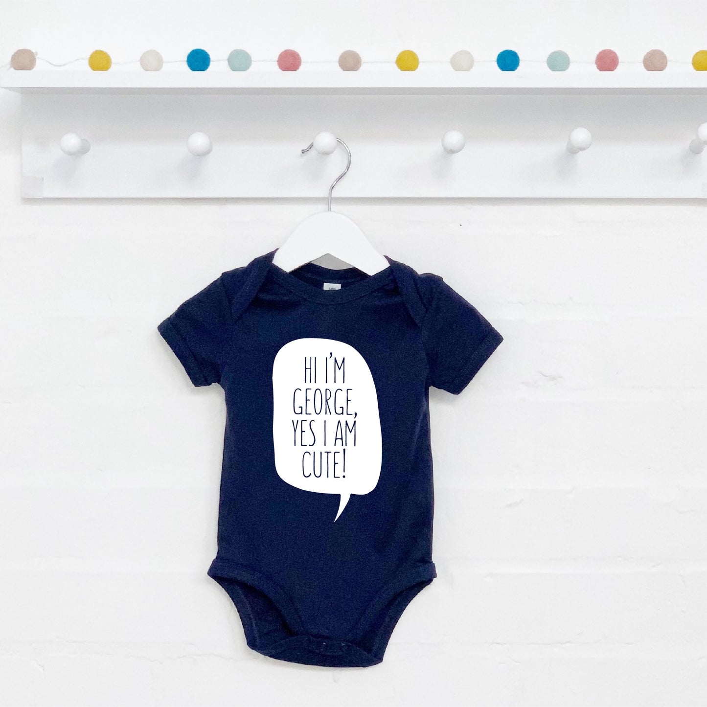 Personalised 'Hi I'm…Yes I'm Cute' Babygrow - Lovetree Design