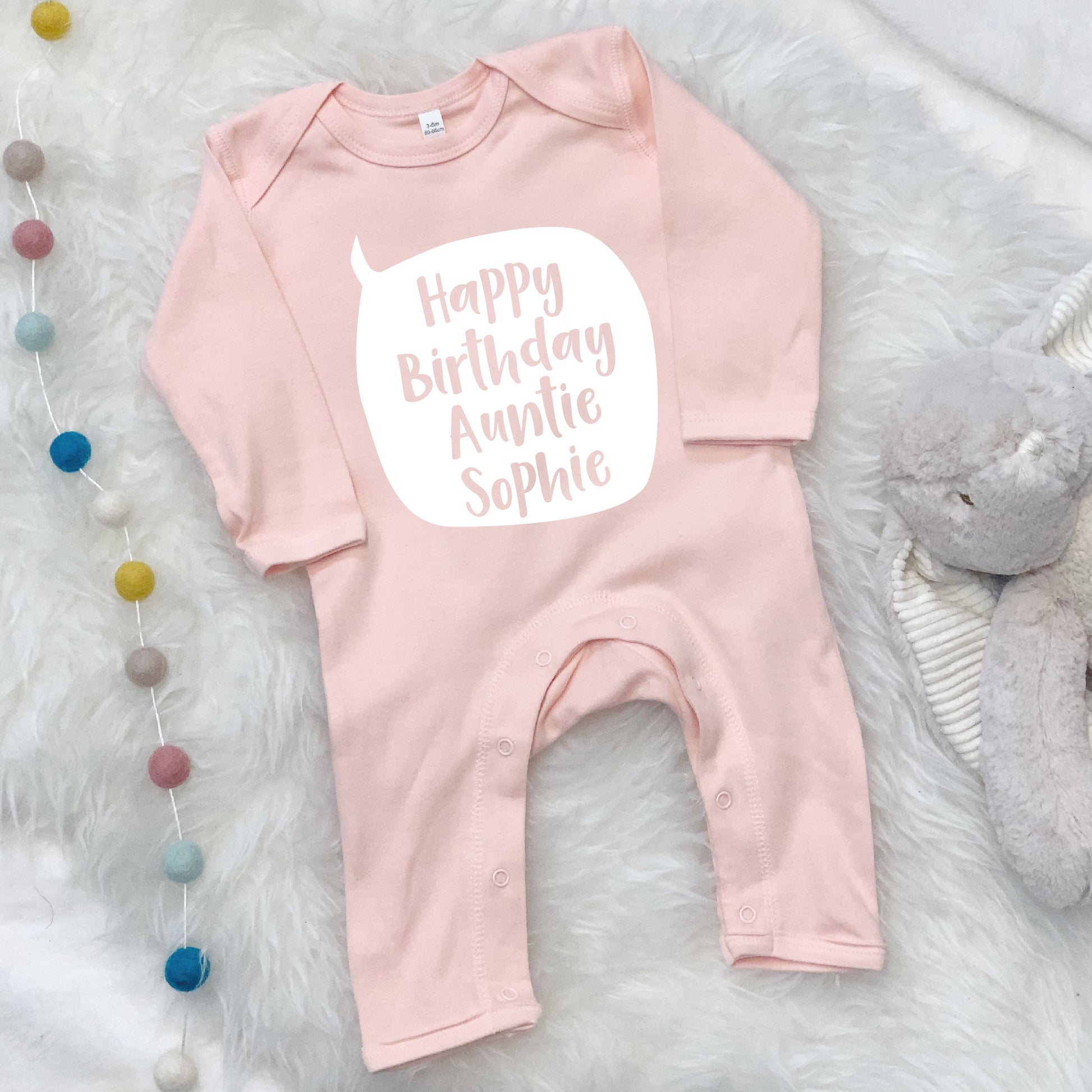 Personalised Happy Birthday Auntie Or Uncle Babygrow - Lovetree Design