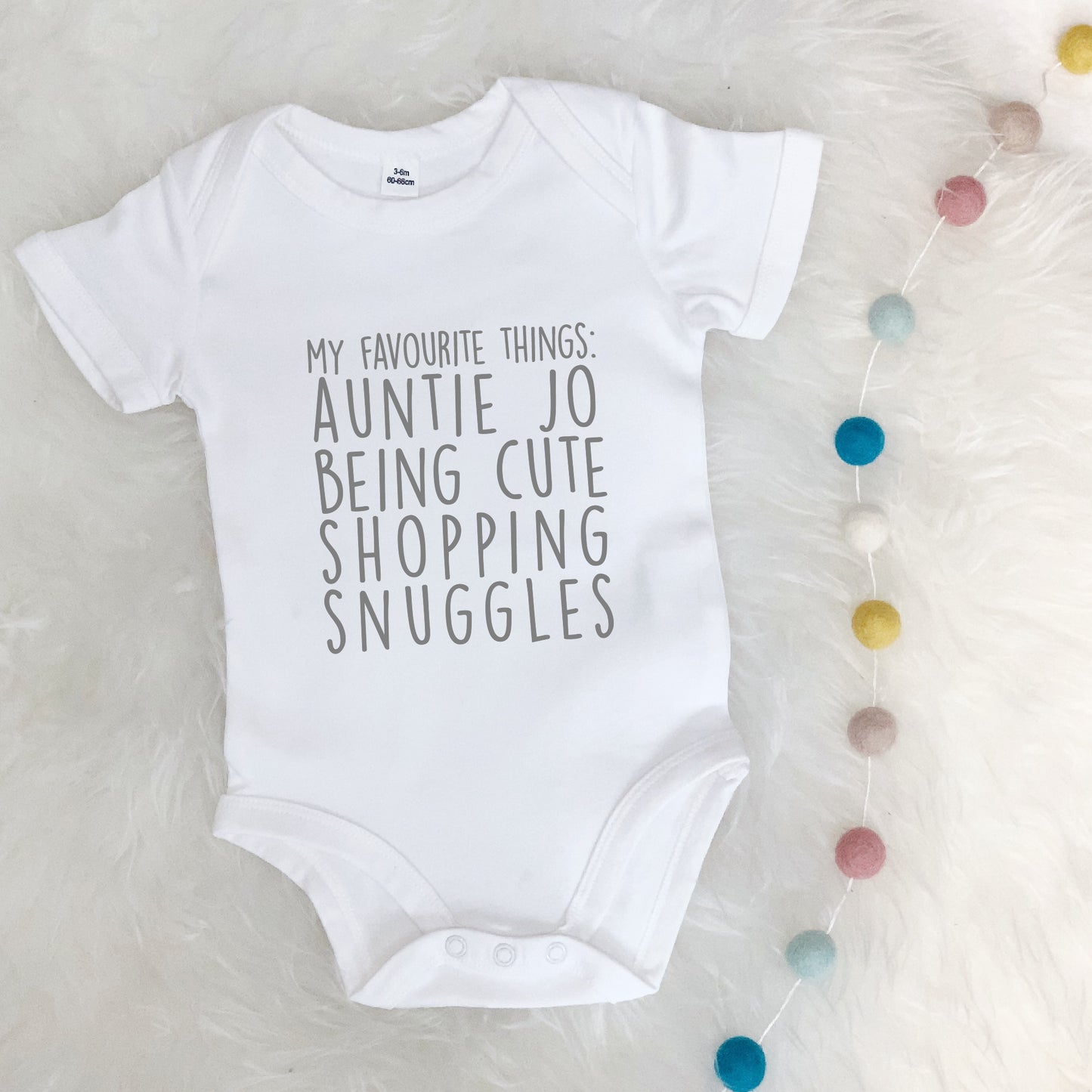 My Favourite Things Personalised Babygrow - Lovetree Design