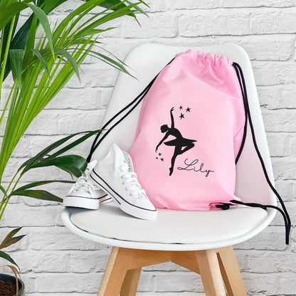 Ballerina With Stars Personalised Drawstring Dance Bag