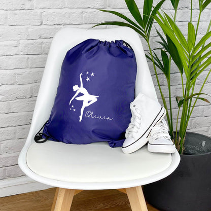 Ballerina With Stars Personalised Drawstring Dance Bag