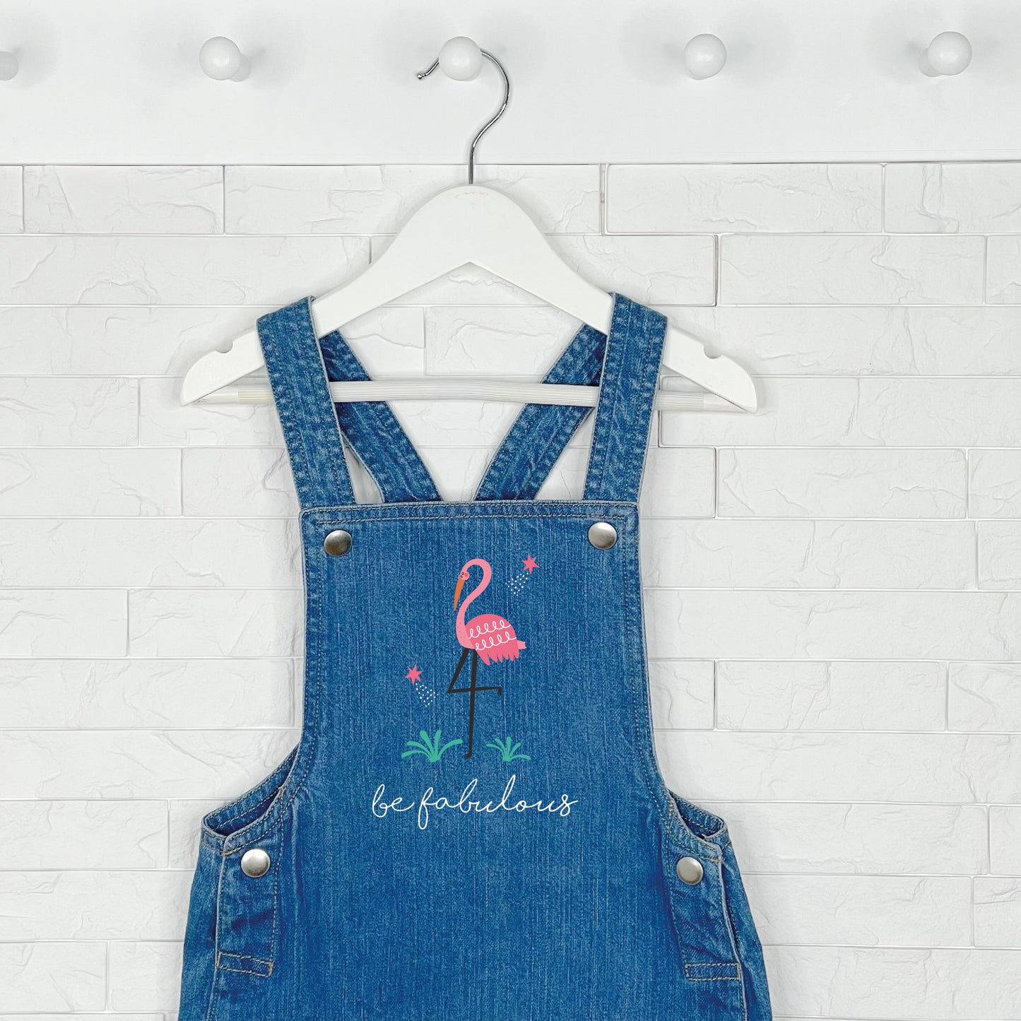 Be Fabulous Flamingo Baby/Kids Denim Dungarees