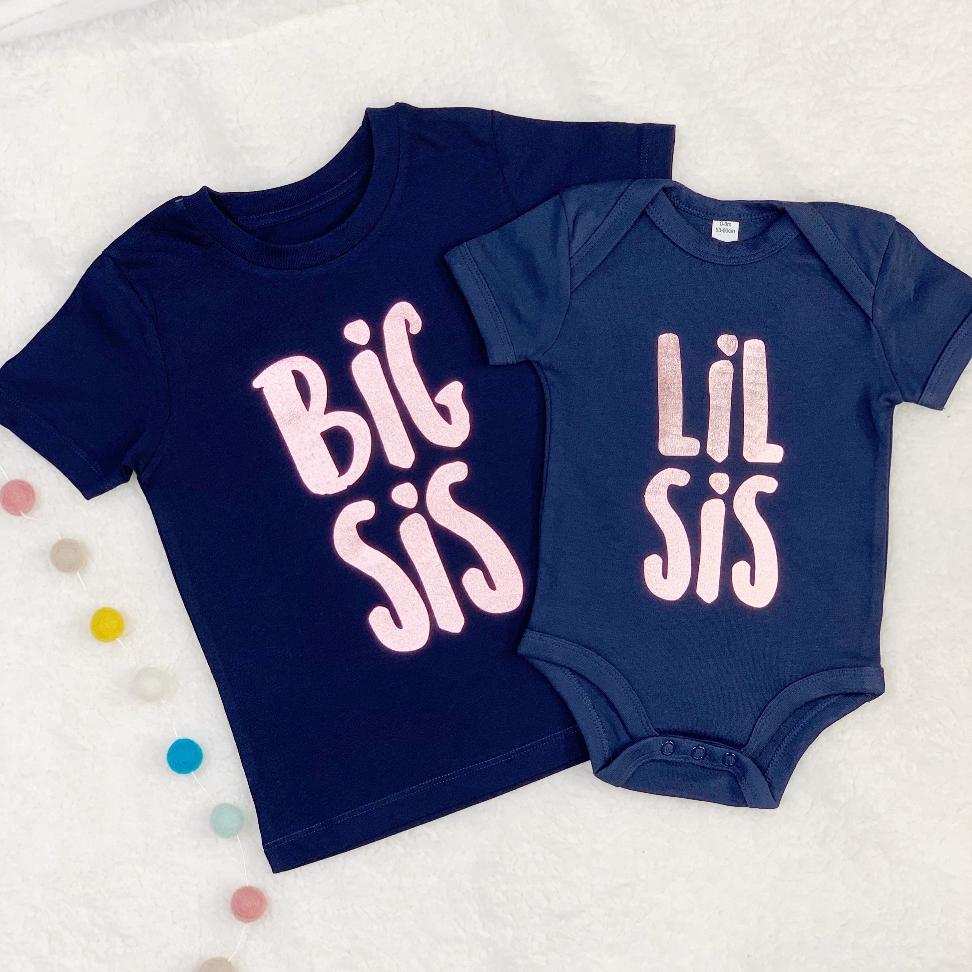 Big Sis Lil Sis Matching T Shirt Set Rose Gold - Lovetree Design