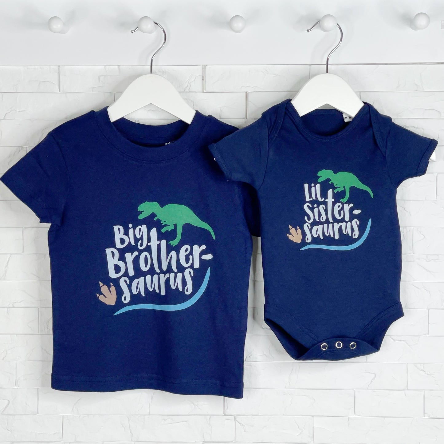 Big Brother Little Brother Saurus Dinosaur T Shirt Set - Lovetree Design