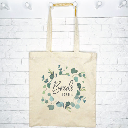 Bride To Be Eucalyptus Wreath Wedding Tote Bag - Lovetree Design