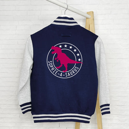 Kids Personalised Dinosaur Varsity Jacket