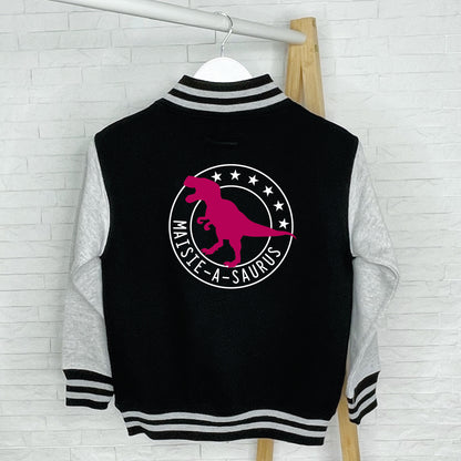 Kids Personalised Dinosaur Varsity Jacket