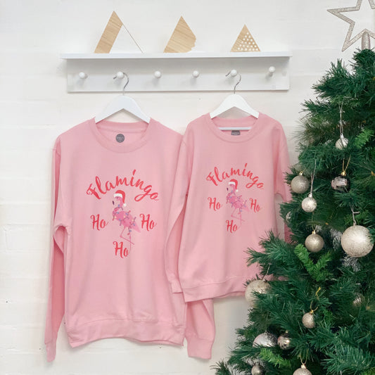 Flamingo Ho Ho Mother And Child Xmas Jumper Set - Lovetree Design