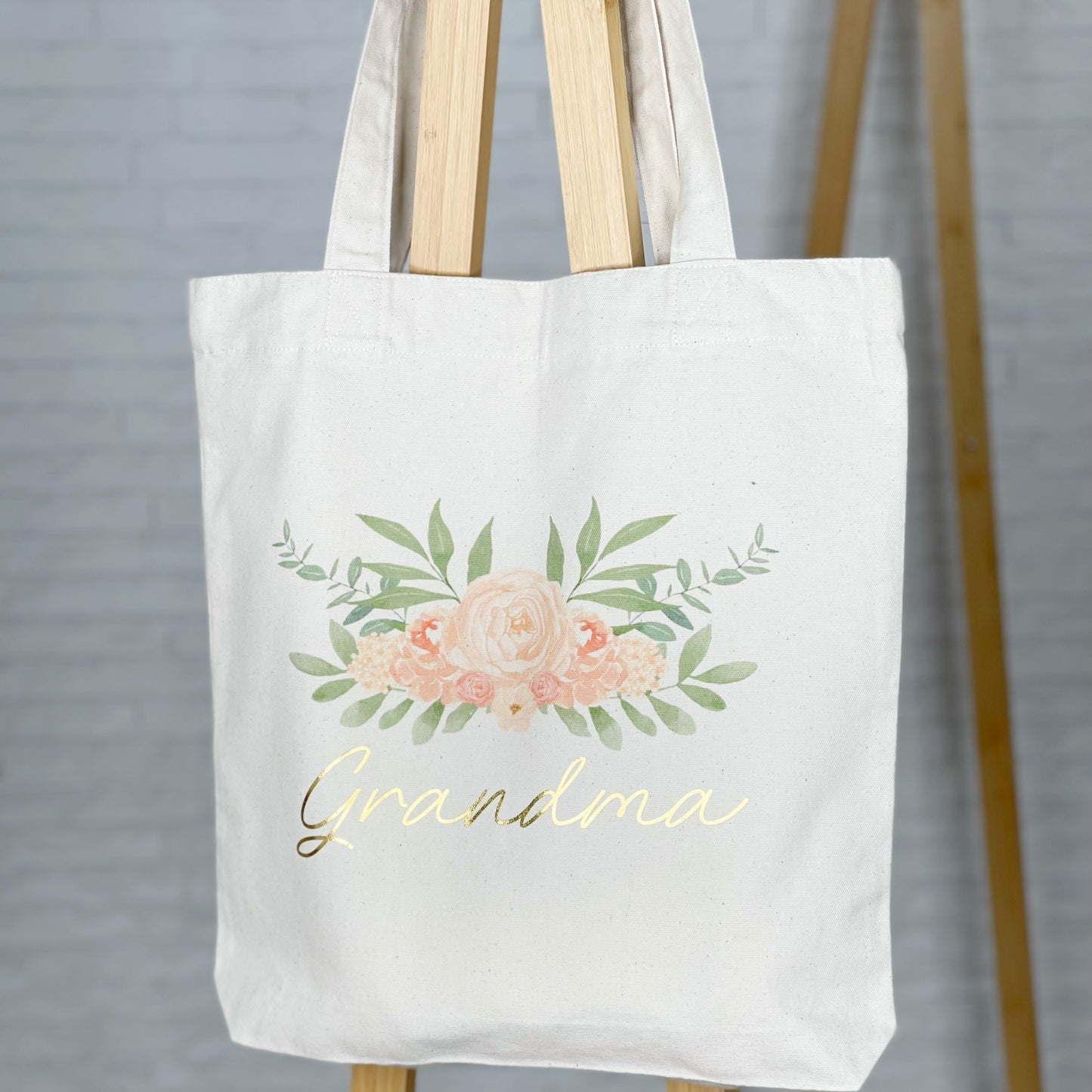 Floral Champagne Personalised Tote Bag - Lovetree Design