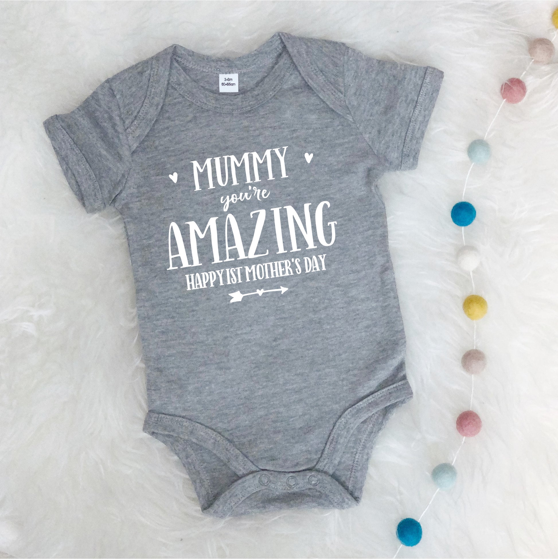 Mummy You're Amazing Happy Mother's Day Babygrow - Main Image