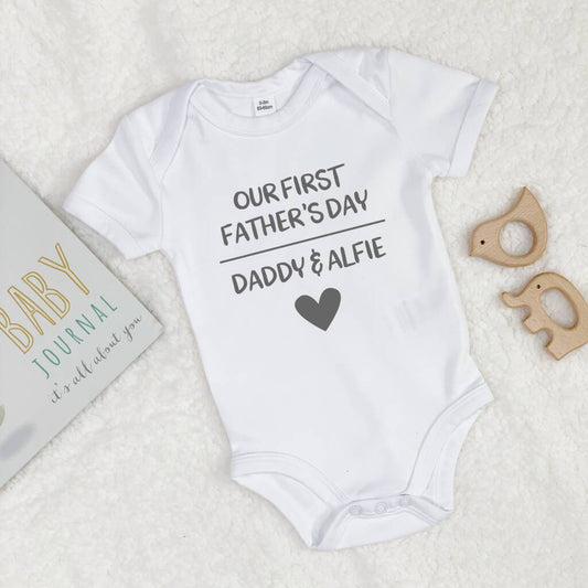 Our First Fathers Day Personalised Babygrow - Lovetree Design