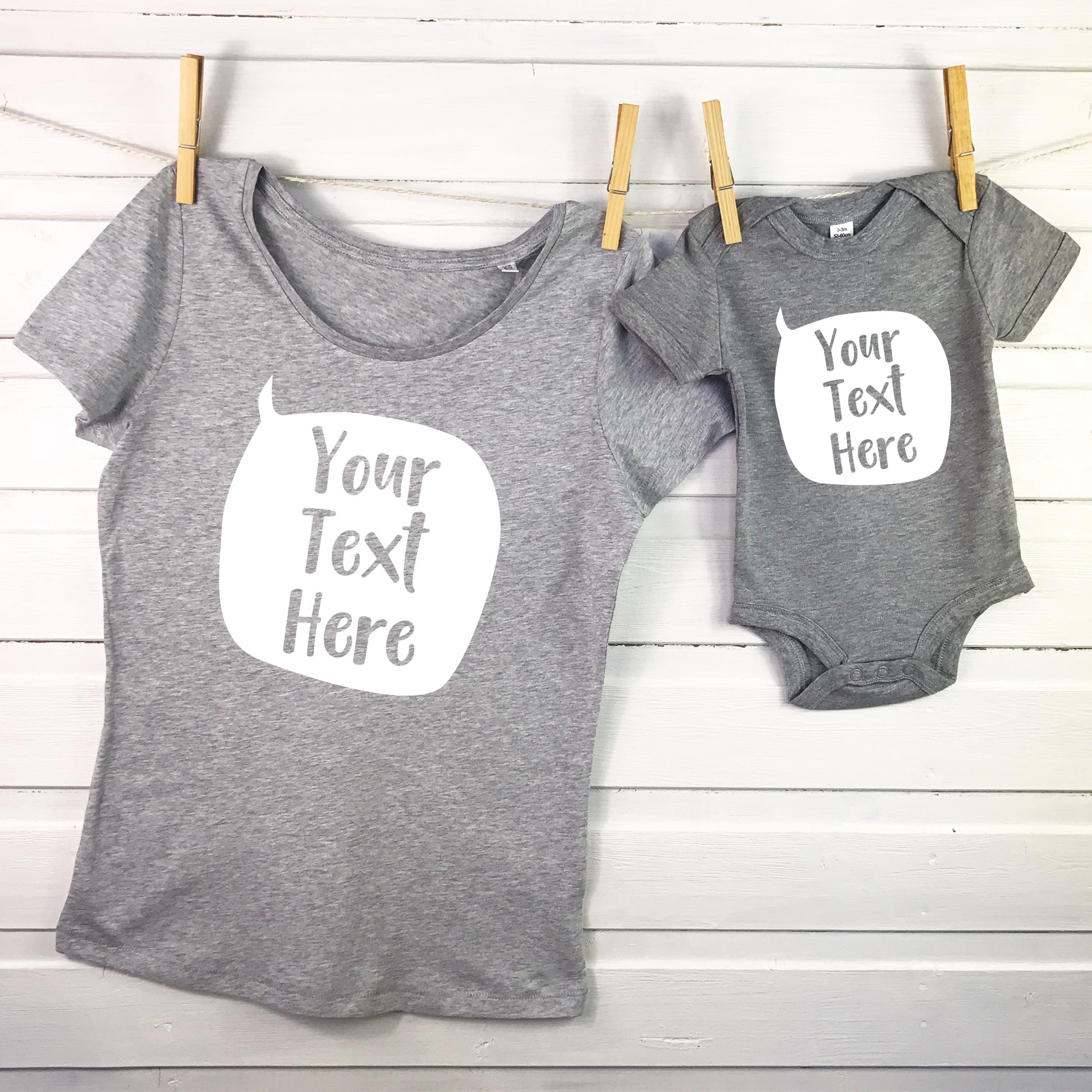 Personalised Speech Bubble Mother And Baby T Shirt Set - Lovetree Design