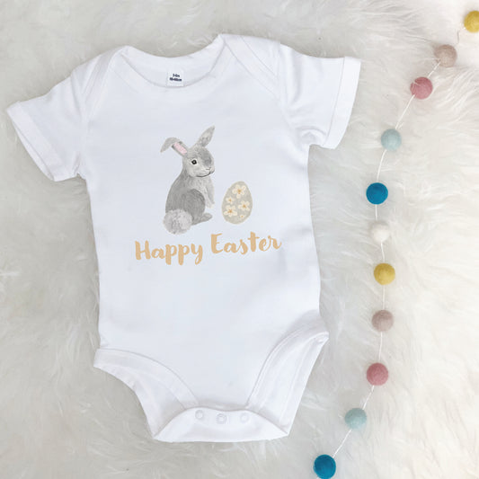 Happy Easter Illustrated Bunny Babygrow