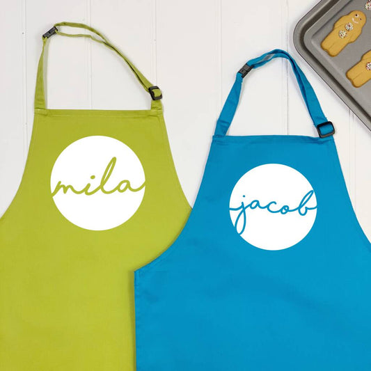 Personalised Kids Aprons With Names In Circles - Lovetree Design