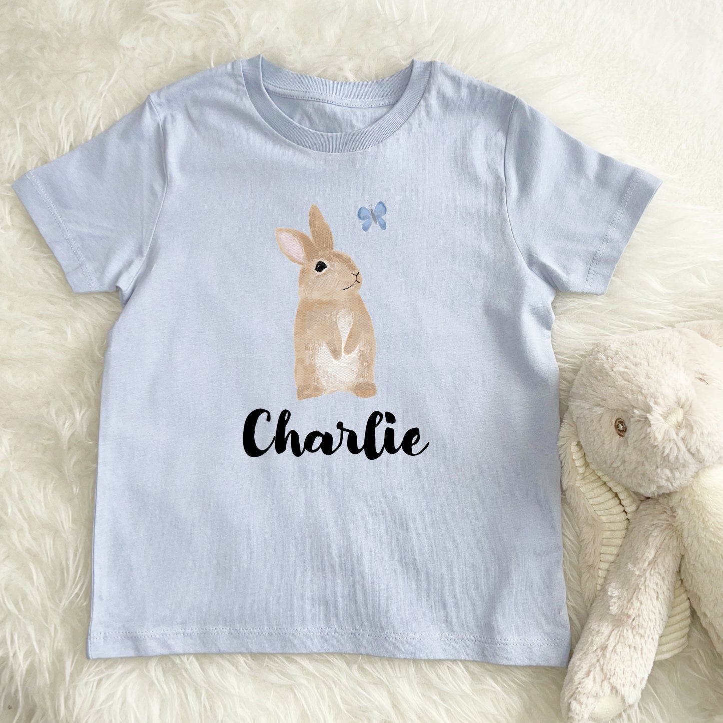 Kids Personalised Illustrated Bunny T Shirt