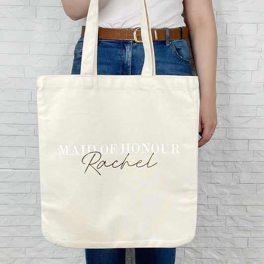 Maid Of Honour Personalised Wedding Tote Bag - Lovetree Design