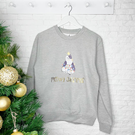 Meowy Christmas Cat Jumper For Ladies