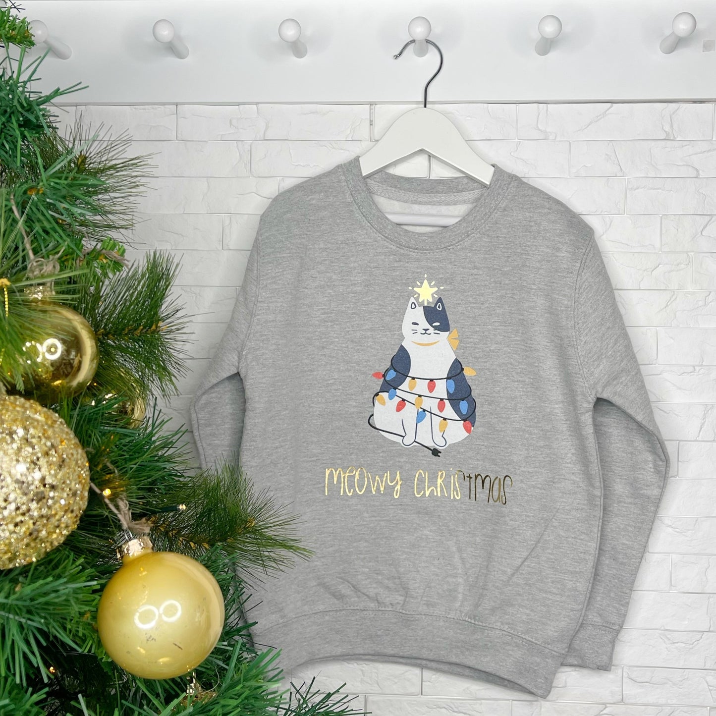 Meowy Christmas Cat Christmas Jumper For Kids