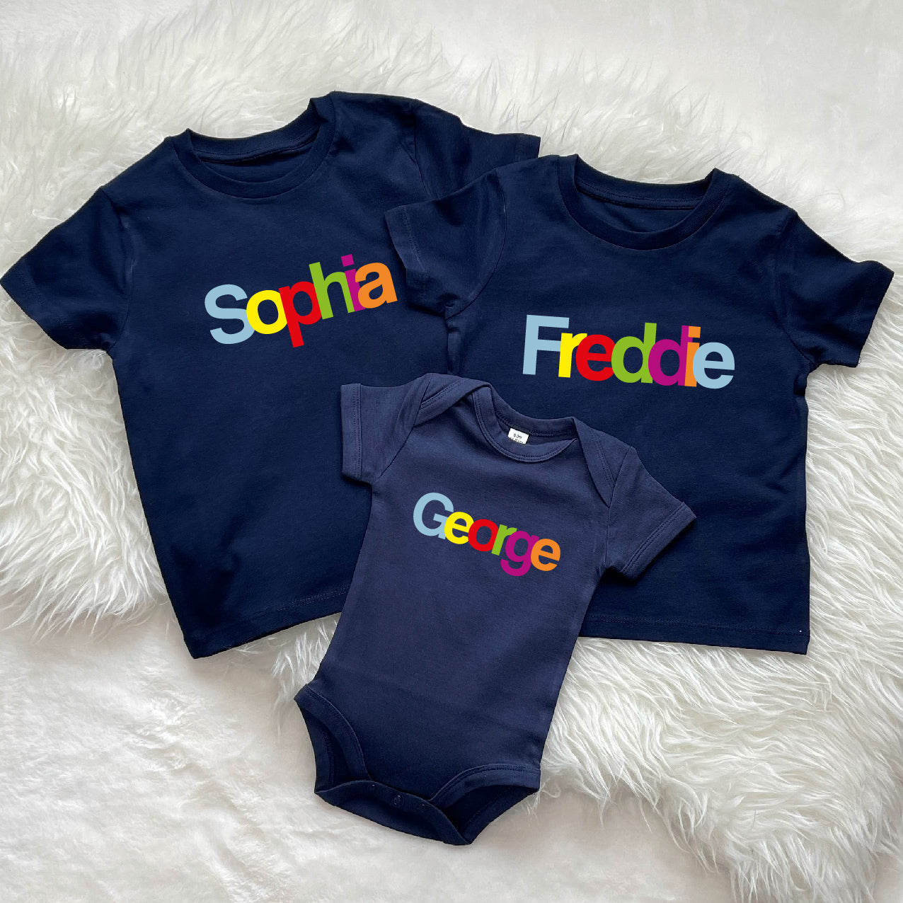 Personalised Multicoloured Set Of Three Kids T Shirts - Lovetree Design