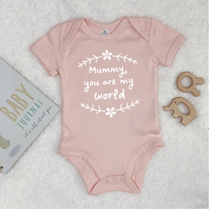 Mummy, You Are My World Babygrow With Flowers - Lovetree Design